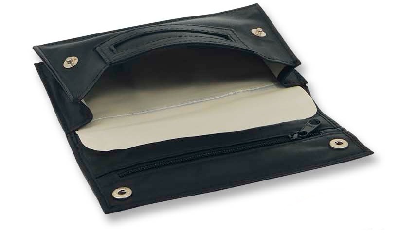 Feinschnitttasche Leder schwarz