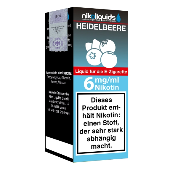 E-Liquid NIKOLIQUIDS Heidelbeere 6 mg