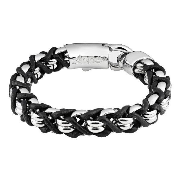 Armband ZIPPO Leder Edelstahl Hakenverschluss