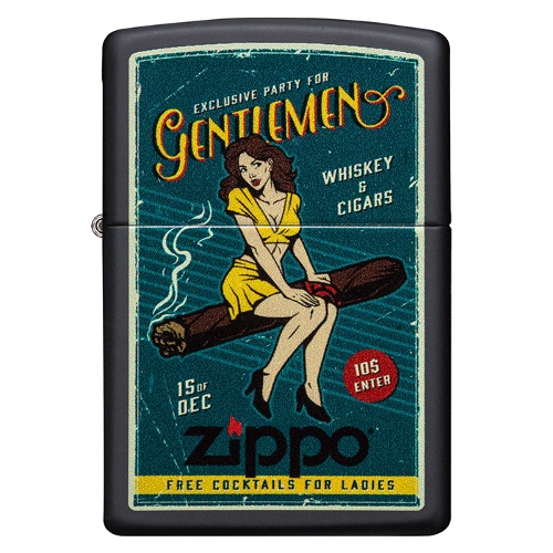ZIPPO schwarz matt Cigar Girl Design