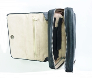 Angelo Pfeifentasche schwarz 3er Leder