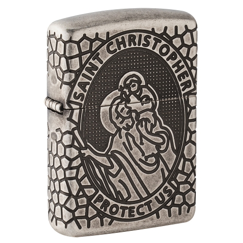 ZIPPO silber antik St Christopher Medal Design