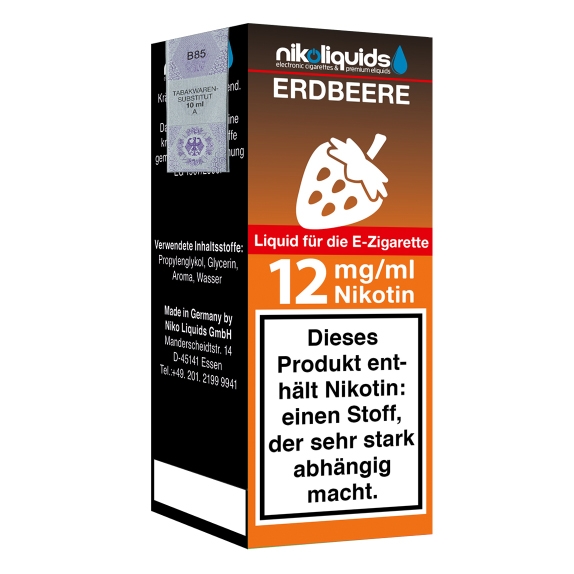 E-Liquid NIKOLIQUIDS Erdbeere 12 mg