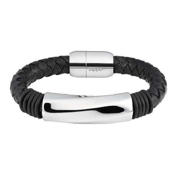 Armband ZIPPO Leder Edelstahl mit Magnetverschluss