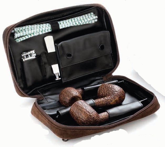 Pfeifentasche 3er Wildleder braun