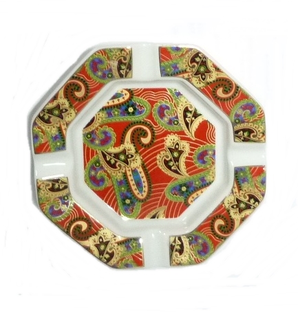 Porzellan-Ascher eckig 12cm rot/gold