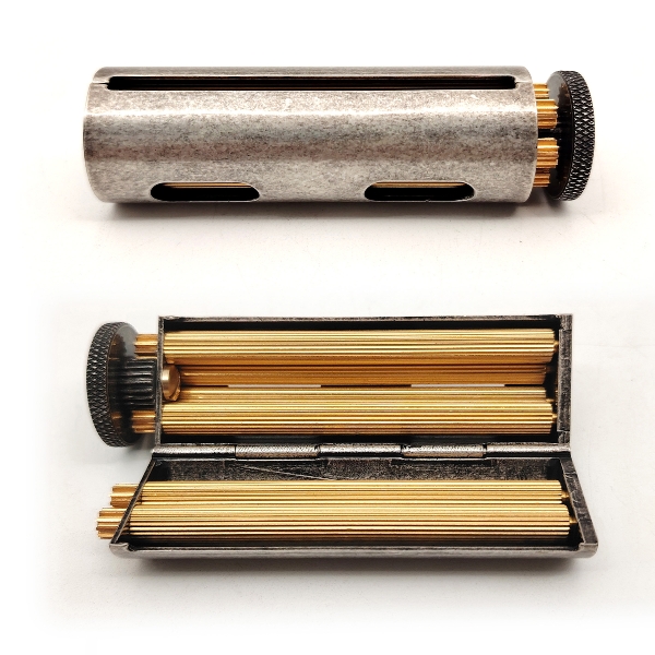 Atomic Zigarettenroller Messing silber antik 70 mm
