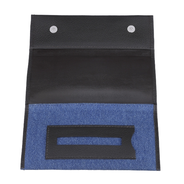 Feinschnitt-Tasche ZIPPO Leder schwarz / Jeans