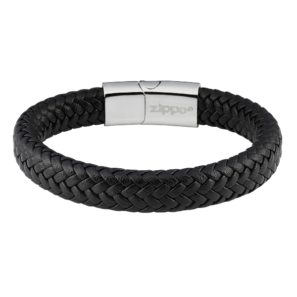 Armband ZIPPO Leder Edelstahl mit Schiebeverschluss