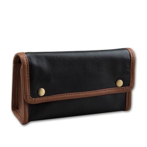 Tabak-Kombibeutel 1er Leder schwarz / braun