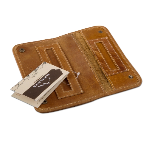 Feinschnitt-Tasche Leder brandy