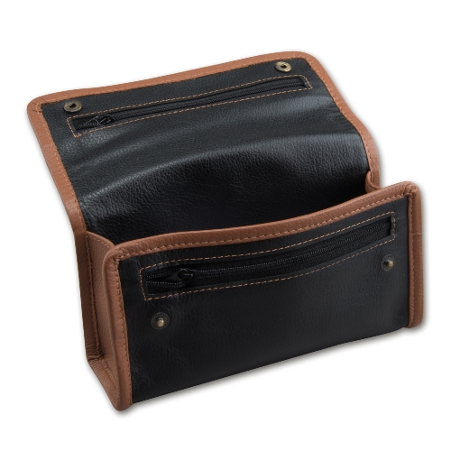 Tabak-Kombibeutel 1er Leder schwarz / braun