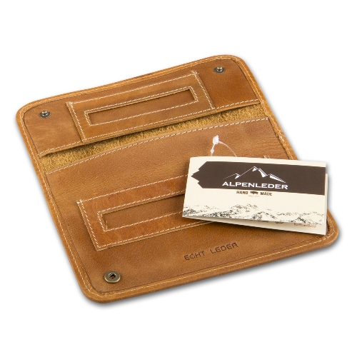 Feinschnitt-Tasche Leder cognac
