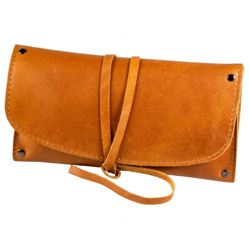 Pfeife Einsteigerset JEAN CLAUDE braun gebogen/Rollbeutel Leder braun