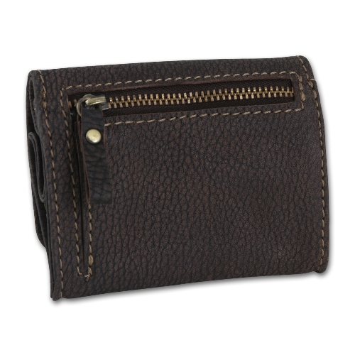 Feinschnitt-Stellbeutel Leder braun Washout-Optik mit Kautschuk