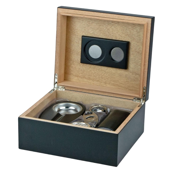 Humidor-Set schwarz matt für ca. 40 Cigarren mit Zubehör
