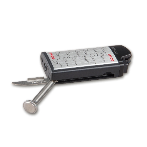 Feuerzeug Stein IMCO Chic Pfeifenmotive silber mit Pfeifenstopfer