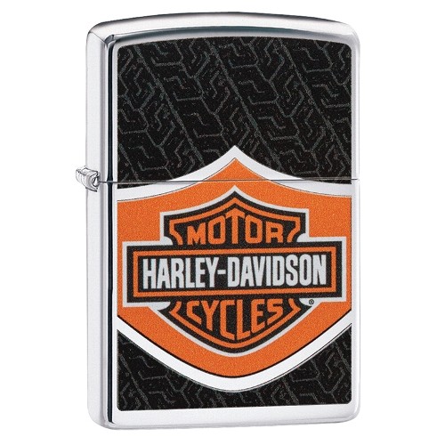 ZIPPO chrom polier Harley Davidson Logo Orange schwarz