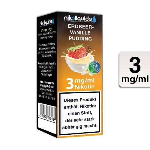 E-Liquid NIKOLIQUIDS Erdbeer-Vanillepudding 3 mg 50 PG / 50 VG